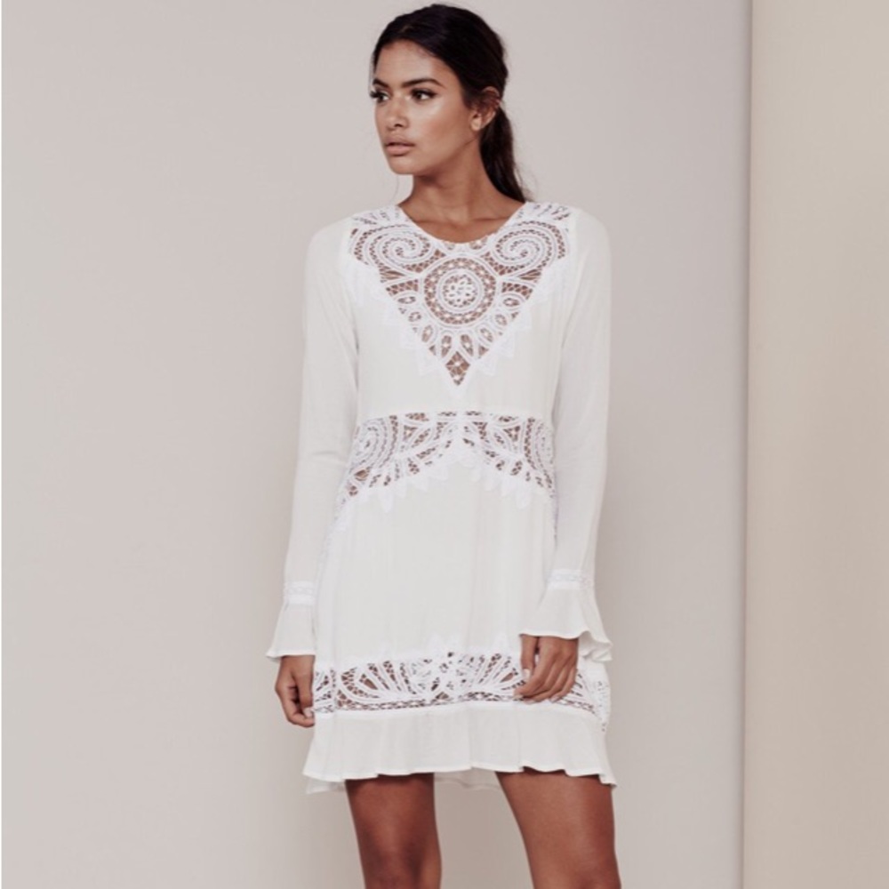 For Love & Lemons Valentina White Lace Mini Dress - Picture 3 of 8